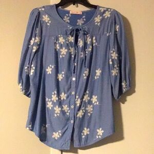 Blue Floral Women's Top